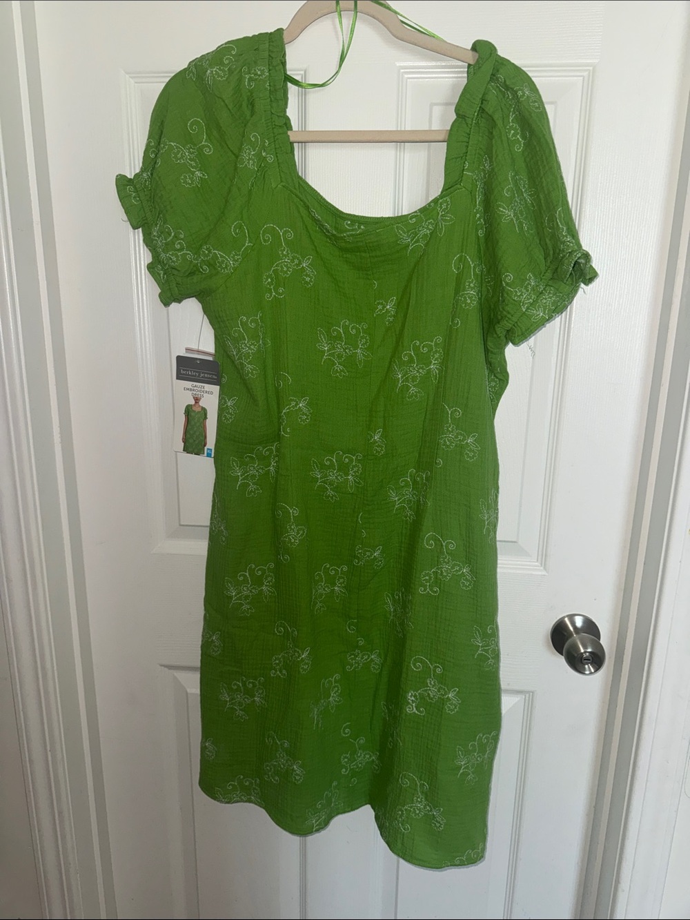Berkley jensen gauze embroidered Green Mini Dress Xl NWT - Picture 5 of 7